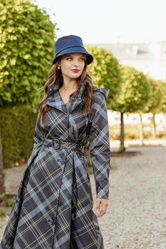 Double Breasted Women's Coat with Front Pleats Duchess Blue