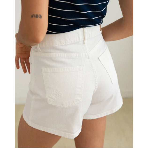 Twill Denim Shorts Off-White