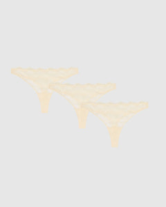 Lace Thong 3-Pack Cream
