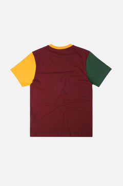 Trendsplant Organic Pocket Color Block T-Shirt Burgundy