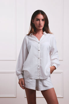 Calabasas Linen Button Down Shirt White