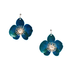 Small Butterfly Orchid Stud Earrings Red