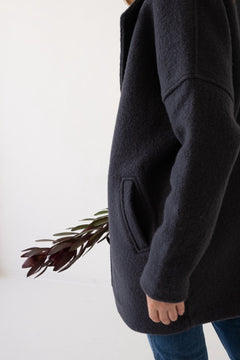 Tad Coat 100% Merino Wool in Bark Grey