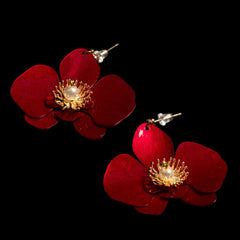 Butterfly Orchid Stud Earrings Red