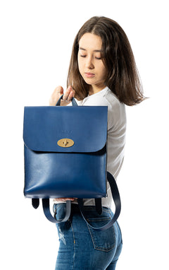 Leather Backpack Artist Collection Cuoio Blue