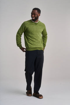 Anton Organic Cotton Sweater Green Melange
