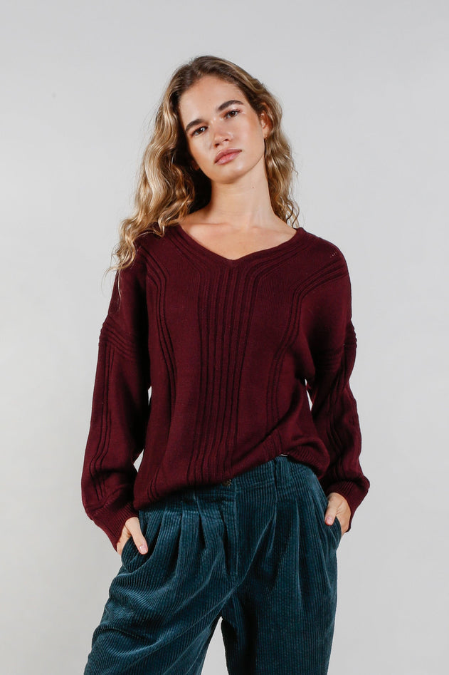 Walnut brown merino wool jumper, front view
