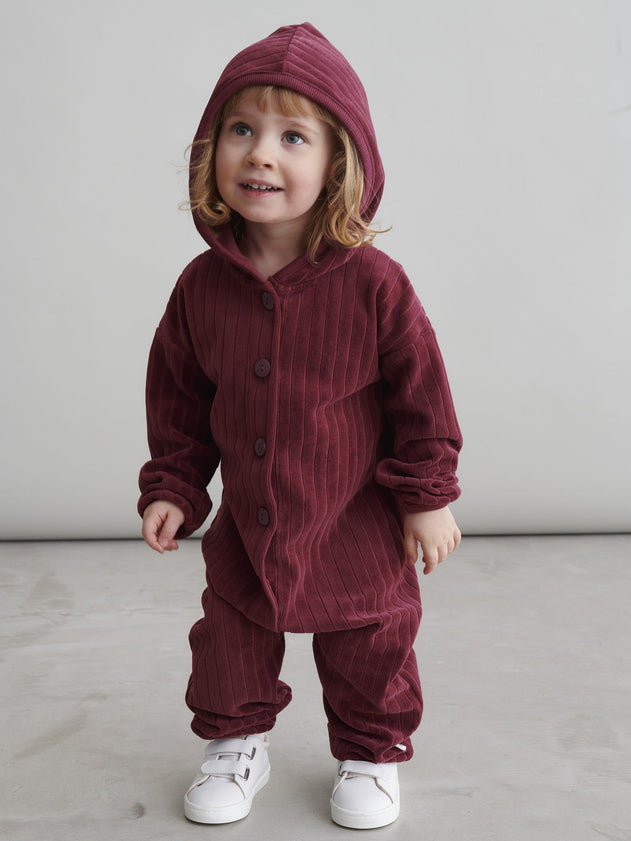 Kids' Velour Hooded Jumpsuit