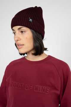 Mena Merino Beanie Bordeaux Red