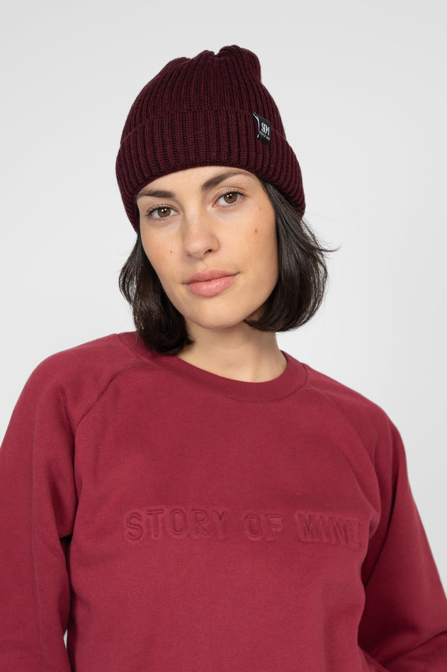 Mena Merino Beanie Bordeaux Red