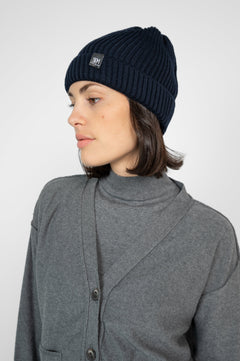 Mena Merino Beanie Navy Blue