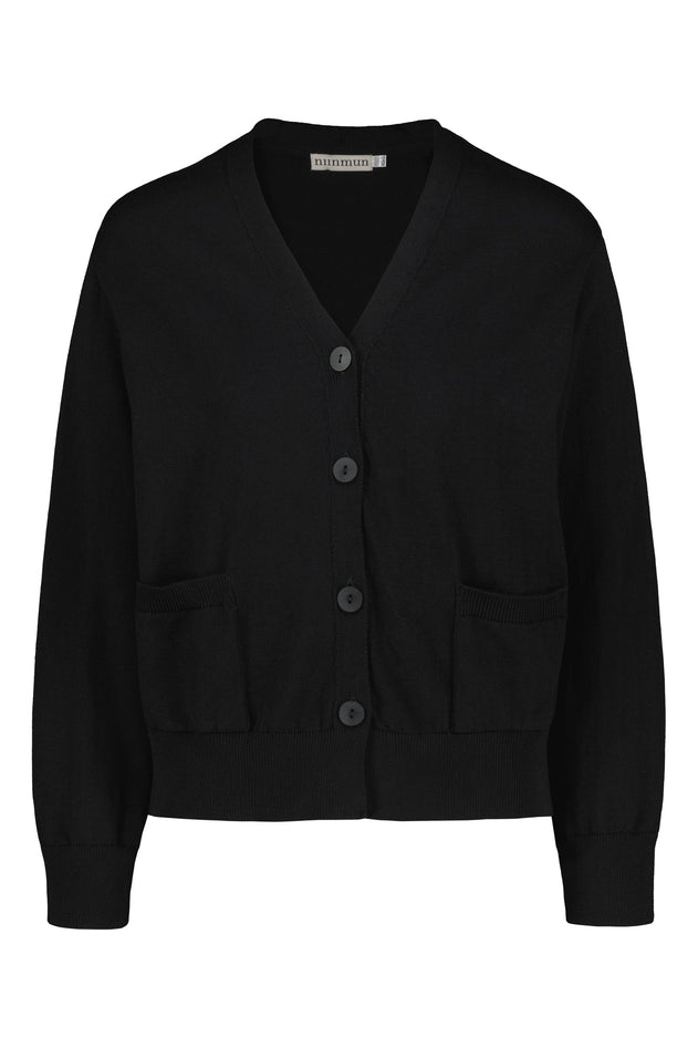 Airisto Knitted Cotton Cardigan Raven Black