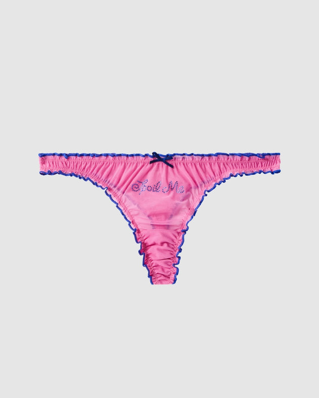 Mesh Ruffle Thong Candy Pink / Electric Blue