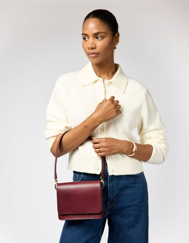 Audrey Mini Bag Classic Leather Dark Cherry