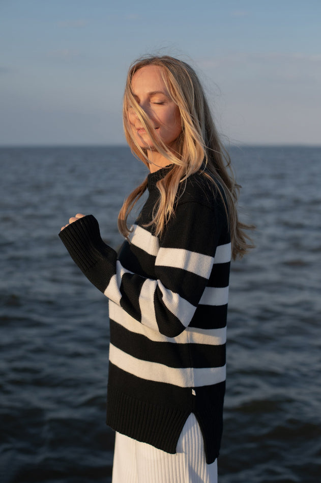 Marina Merino Jumper Black Striped
