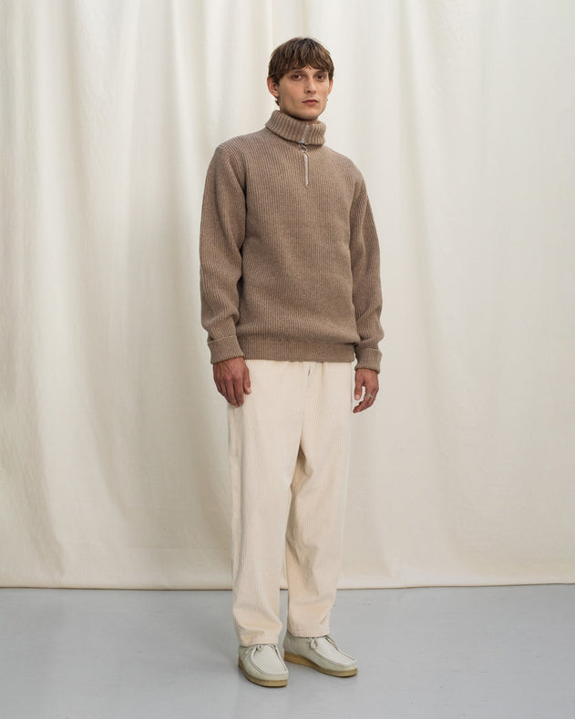 Heavy Knit Troyer Beige