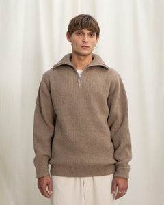 Heavy Knit Troyer Beige