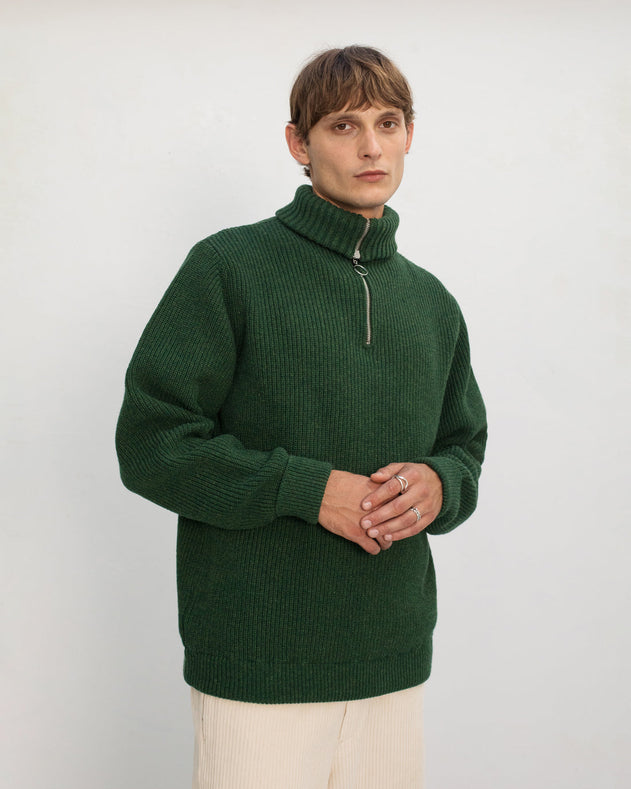 Heavy Knit Troyer Green