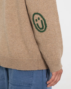 Smiley Knit Sweater Beige