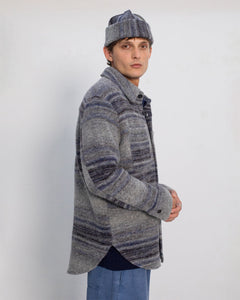 Thick Overshirt Wool-Blend Grey Stripe