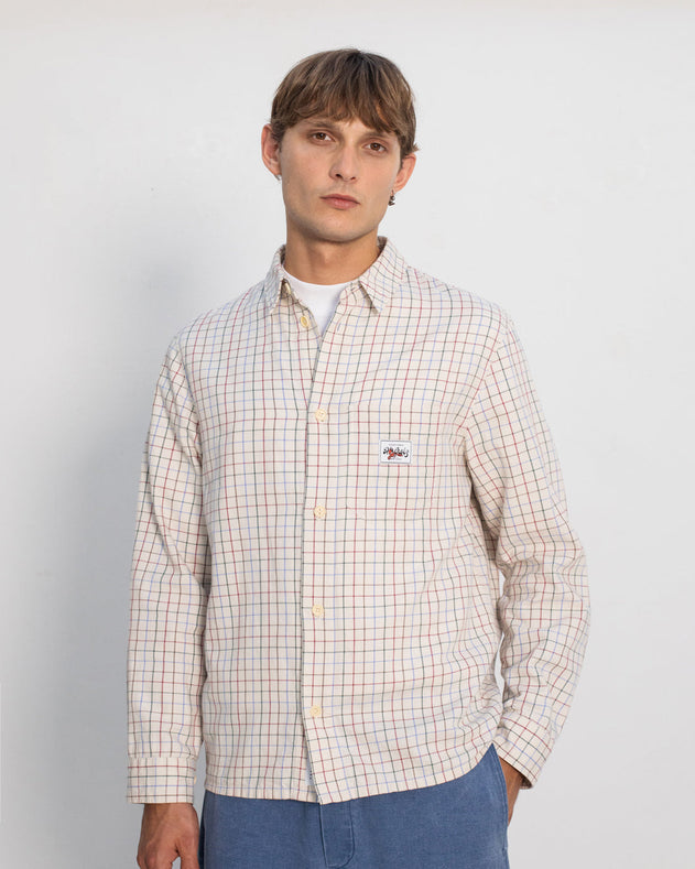 Casual Organic Cotton Shirt Off-White Check