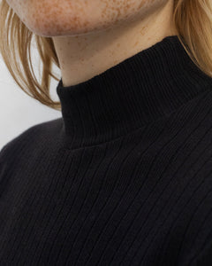 Ribbed Long-Sleeve Mockneck Black