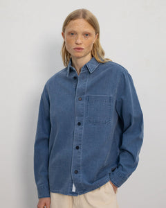 Casual Unisex Recycled Denim Shirt Blue