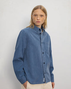 Casual Unisex Recycled Denim Shirt Blue