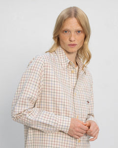 Casual Unisex Organic Cotton Shirt Off-White Check