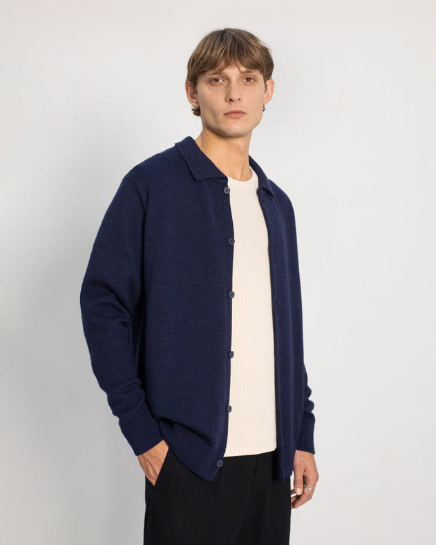 Knit Merino Wool Shirt Blue