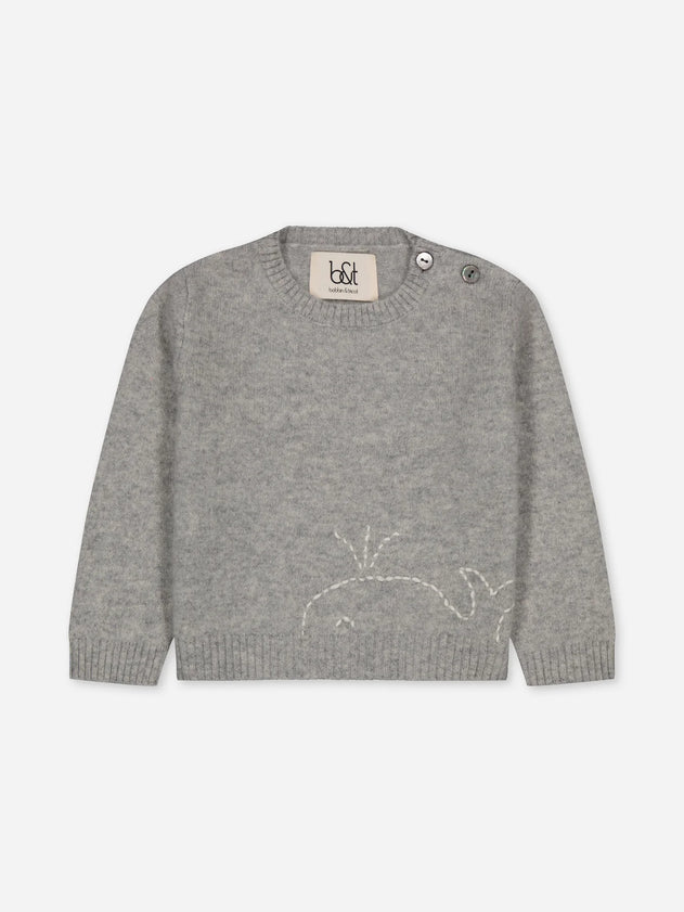 Baby's Embroidered Cashmere Sweater Whale