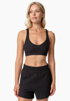 Bella Waffle Crop Top Black