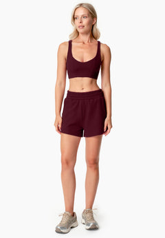 Bella Waffle Crop Top Bordeaux
