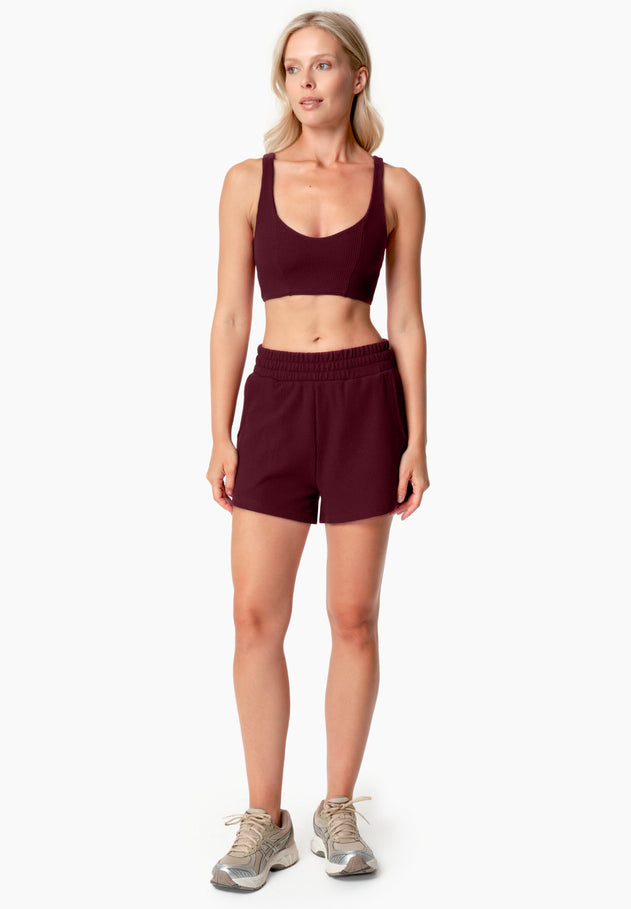 Bella Waffle Crop Top Bordeaux