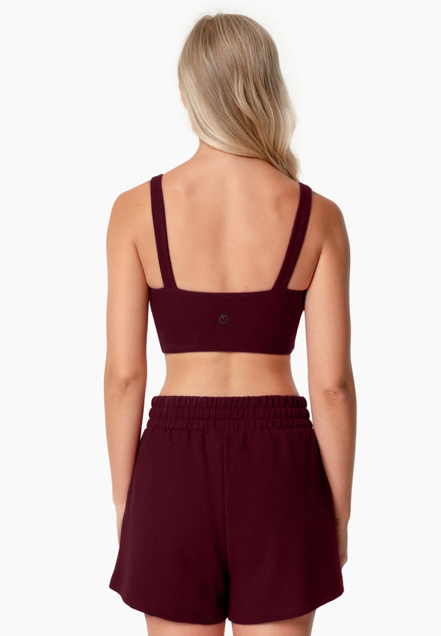 Bella Waffle Crop Top Bordeaux