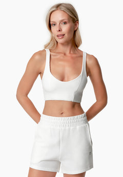 Bella Waffle Crop Top Off-White