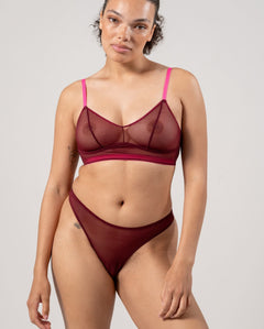 Mesh Thong Burgundy