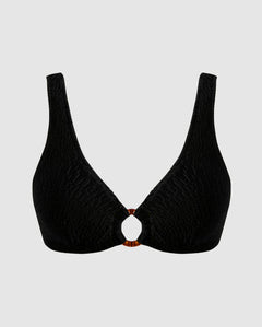 Ring Scoop Bikini Top Black