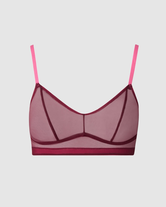 Mesh Balconette Burgundy/Neon Pink