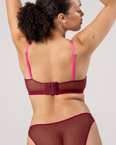 Mesh Balconette Burgundy/Neon Pink