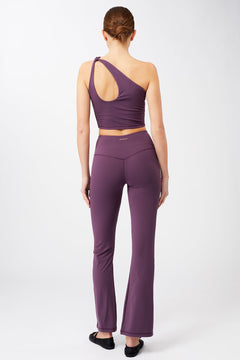 Cropped Shoulder Top + Flared Sports Pants Purple Passion