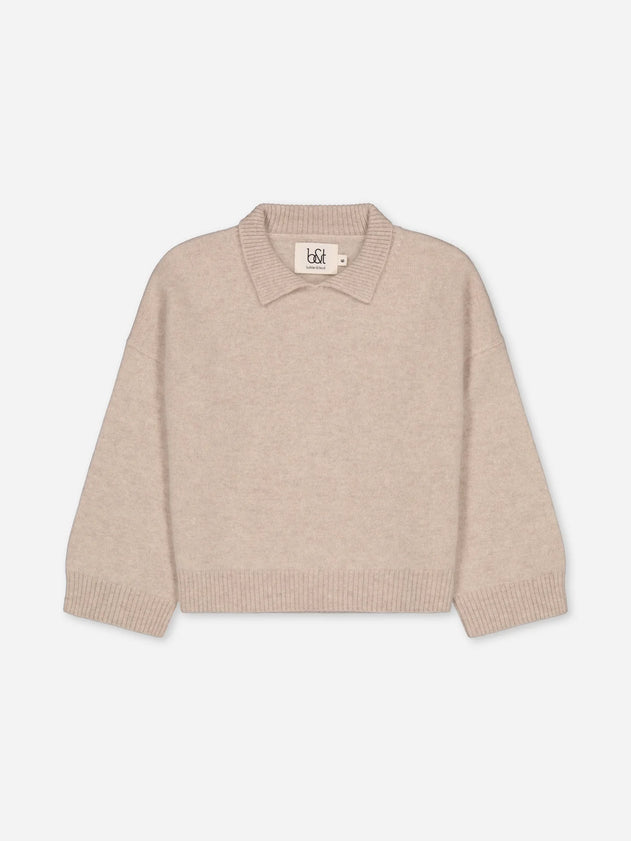 Kids' Cashmere Collared Polo Sweater Beige