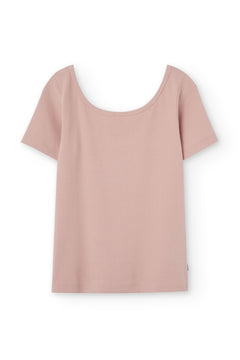 Brooke Short Sleeve Boat Neck T-Shirt Pink