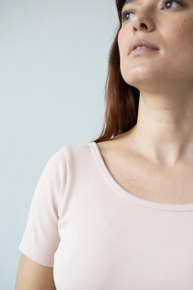 Brooke Short Sleeve Boat Neck T-Shirt Pink