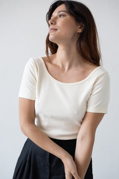 Brooke Short Sleeve Boat Neck T-Shirt White