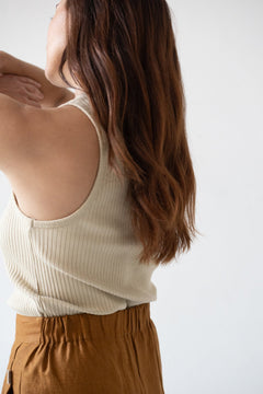 Bonnie Ribbed Tank Top Khaki