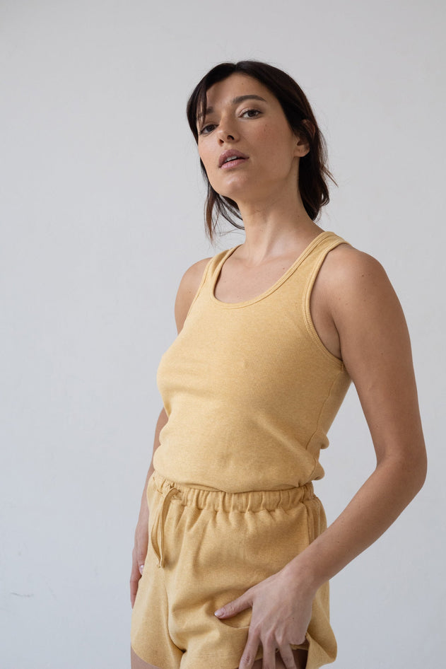 Bonnie Ribbed Tank Top Yellow