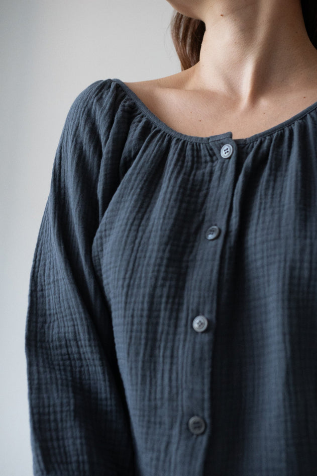 Blanche Muslin Top Black