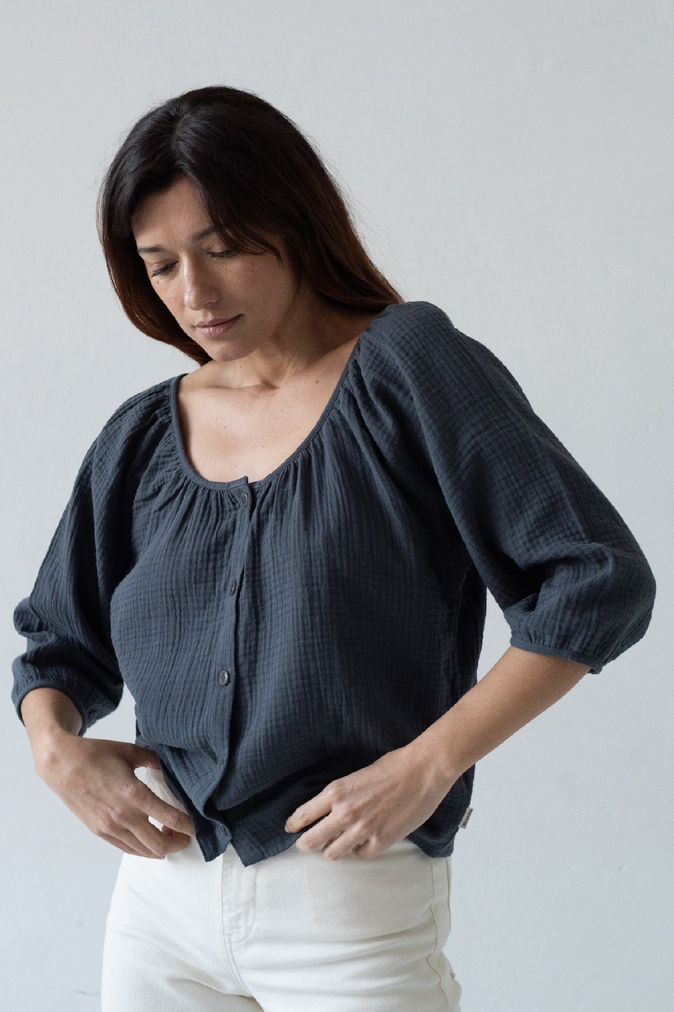 Blanche Muslin Top Black