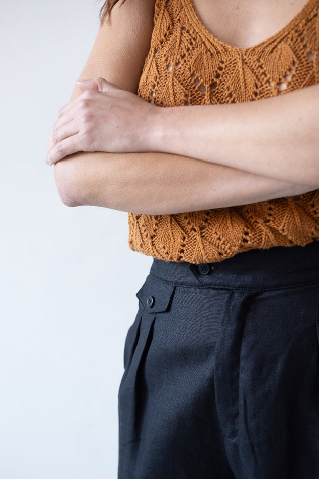 Bijoux Linen Pleated Trousers Black